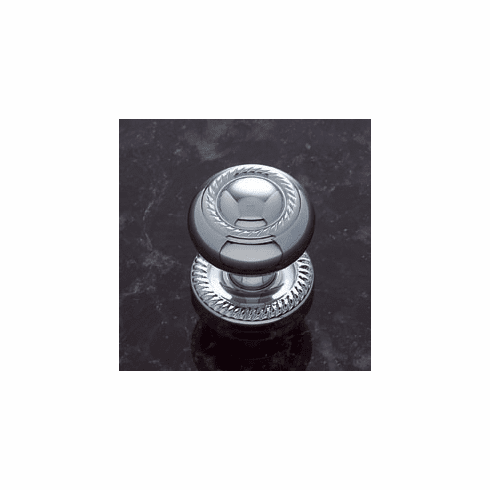 JVJ 34526 Classic Collection Chrome Finish 1-1/4” Rope Knob w/Back Plate, Solid Brass