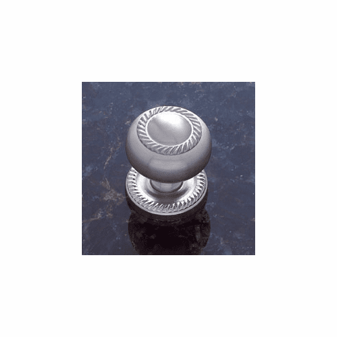 JVJ 34546 Classic Collection Satin Nickel Finish 1-1/4” Rope Knob w/Back Plate, Solid Brass