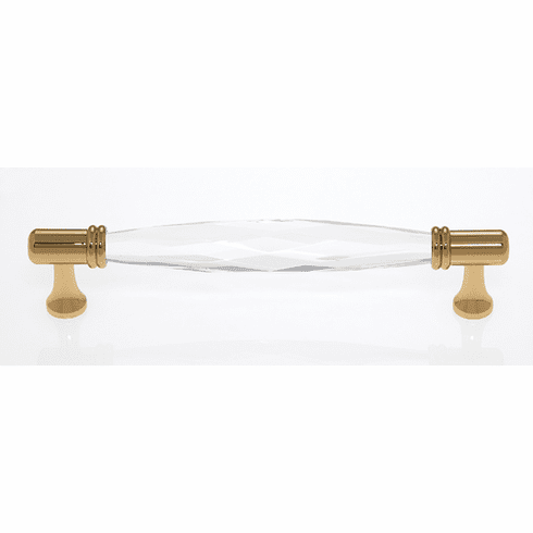 JVJ 34824 Pure Elegance Collection 24K Gold Plated Finish 160 mm c/c Faceted 31% Leaded Crystal Pull, Leaded Crystal and Solid Brass