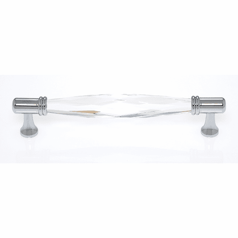 JVJ 34826 Pure Elegance Collection Polished Chrome Finish 160 mm c/c Faceted 31% Leaded Crystal Pull, Leaded Crystal and Solid Brass