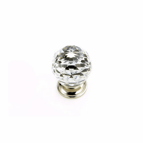JVJ 35214 Pure Elegance Collection Polished Nickel Finish 30 mm (1-3/16") Round Faceted 31% Leaded Crystal Knob, Leaded Crystal and Solid Brass