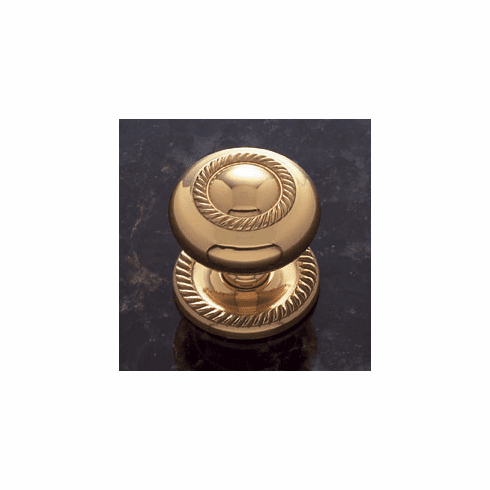 JVJ 35501 Classic Collection Solid Brass Finish 1-1/2” Rope Knob w/Back Plate, Solid Brass