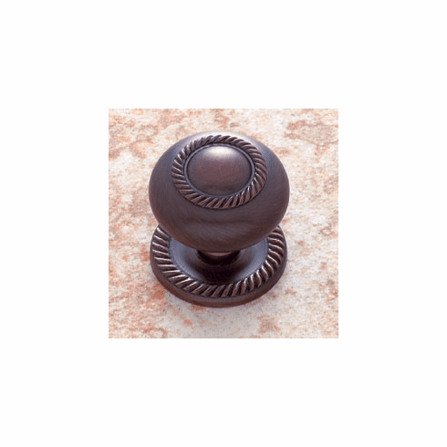 JVJ 35512 Classic Collection Old World Bronze Finish 1-1/2” Rope Knob w/Back Plate, Solid Brass