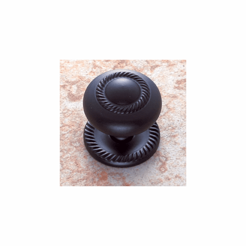 JVJ 35514 Matte Black Finish 1  Rope Knob W/Back Plate, Composition Solid Brass