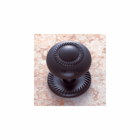 JVJ 35520 Classic Collection Oil Rubbed Bronze Finish 1-1/2” Rope Knob w/Back Plate, Solid Brass