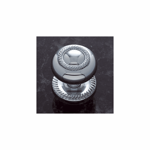 JVJ 35526 Chrome Finish 1  Rope Knob W/Back Plate, Composition Solid Brass