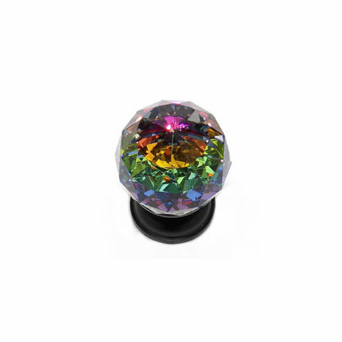 JVJ 35620 Pure Elegance Collection Oil Rubbed Bronze Finish 30 mm (1-3/16") Round Faceted 31% Leaded Crystal Knob with Prism, Leaded Crystal and Solid Brass