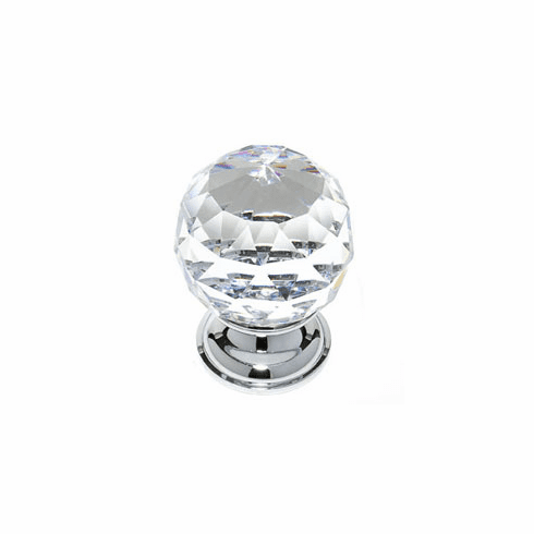 JVJ 36226 Pure Elegance Collection Polished Chrome Finish 40 mm (1-9/16") Round Faceted 31% Leaded Crystal Knob, Leaded Crystal and Solid Brass