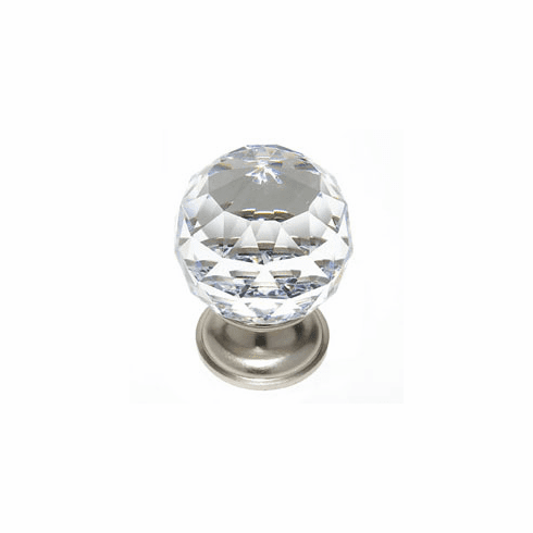 JVJ 36246 Pure Elegance Collection Satin Nickel Finish 40 mm (1-9/16") Round Faceted 31% Leaded Crystal Knob, Leaded Crystal and Solid Brass