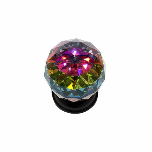 JVJ 36420 Pure Elegance Collection Oil Rubbed Bronze Finish 40 mm (1-9/16") Round Faceted 31% Leaded Crystal Knob With Prism, Leaded Crystal and Solid Brass