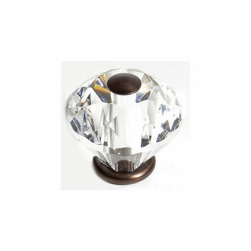 JVJ 36512 Pure Elegance Collection Old World Bronze Finish 30 mm (1-3/16") Diamond Cut 31% Leaded Crystal Knob, Leaded Crystal and Solid Brass