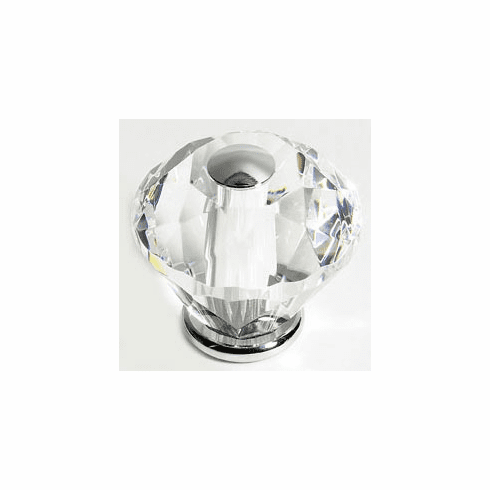 JVJ 36526 Pure Elegance Collection Polished Chrome Finish 30 mm (1-3/16") Diamond Cut 31% Leaded Crystal Knob, Leaded Crystal and Solid Brass