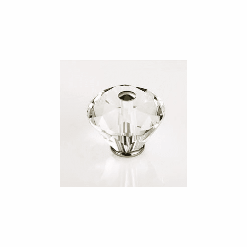 JVJ 36714 Pure Elegance Collection Polished Nickel Finish 40 mm (1-9/16") Diamond Cut 31% Leaded Crystal Knob, Leaded Crystal and Solid Brass