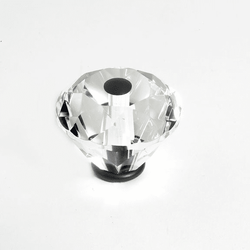 JVJ 36720 Pure Elegance Collection Oil Rubbed Bronze Finish 40 mm (1-9/16") Diamond Cut 31% Leaded Crystal Knob, Leaded Crystal and Solid Brass