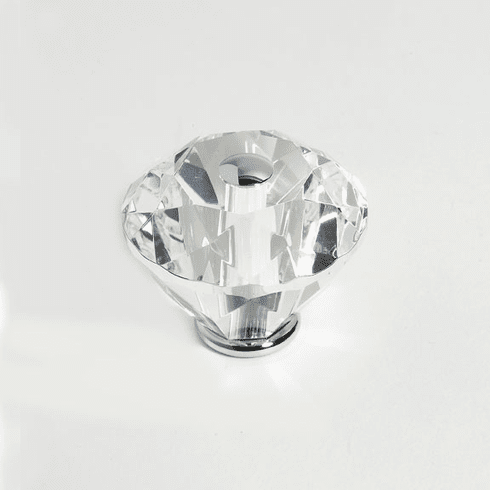 JVJ 36726 Pure Elegance Collection Polished Chrome Finish 40 mm (1-9/16") Diamond Cut 31% Leaded Crystal Knob, Leaded Crystal and Solid Brass