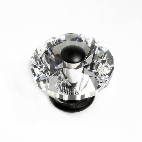 JVJ 36820 Pure Elegance Collection Oil Rubbed Bronze Finish 60 mm (2-3/8") Diamond Cut 31% Leaded Crystal Knob, Leaded Crystal and Solid Brass