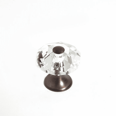 JVJ 36912 Pure Elegance Collection Old World Bronze Finish 28 mm (1-1/8") Eight Sided Faceted 31% Leaded Crystal Knob With Cap, Leaded Crystal and Solid Brass