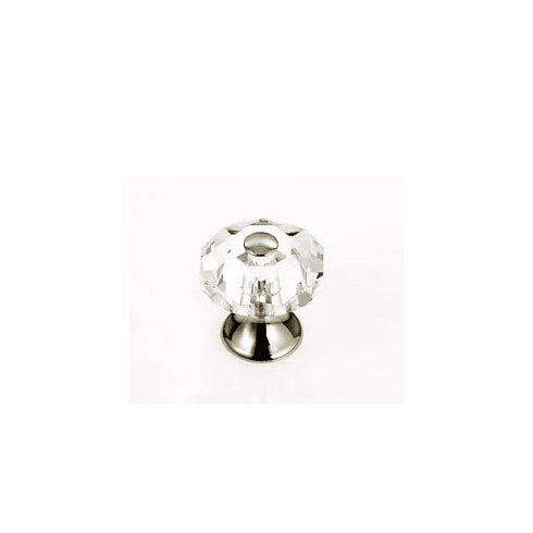 JVJ 36914 Pure Elegance Collection Polished Nickel Finish 28 mm (1-1/8") Eight Sided Faceted 31% Leaded Crystal Knob With Cap, Leaded Crystal and Solid Brass