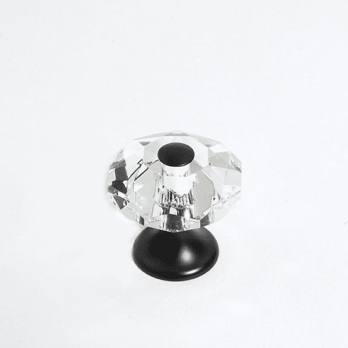 JVJ 36920 Pure Elegance Collection Oil Rubbed Bronze Finish 28 mm (1-1/8") Eight Sided Faceted 31% Leaded Crystal Knob With Cap, Leaded Crystal and Solid Brass