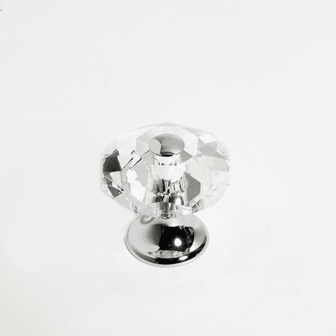 JVJ 36926 Pure Elegance Collection Polished Chrome Finish 28 mm (1-1/8") Eight Sided Faceted 31% Leaded Crystal Knob With Cap, Leaded Crystal and Solid Brass