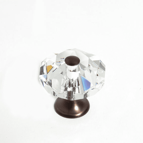JVJ 37312 Pure Elegance Collection Old World Bronze Finish 35 mm (1-3/8") Eight Sided Faceted 31% Leaded Crystal Knob, Leaded Crystal and Solid Brass