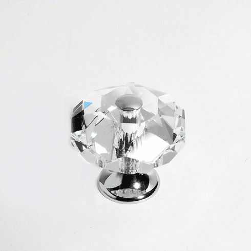 JVJ 37326 Pure Elegance Collection Polished Chrome Finish 35 mm (1-3/8") Eight Sided Faceted 31% Leaded Crystal Knob, Leaded Crystal and Solid Brass