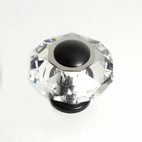 JVJ 37520 Pure Elegance Collection Oil Rubbed Bronze Finish 60 mm (2-3/8") Eight Sided Faceted 31% Leaded Crystal Knob, Leaded Crystal and Solid Brass