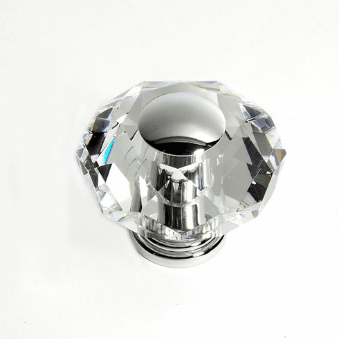 JVJ 37526 Pure Elegance Collection Polished Chrome Finish 60 mm (2-3/8") Eight Sided Faceted 31% Leaded Crystal Knob, Leaded Crystal and Solid Brass