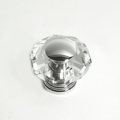 JVJ 38226 Pure Elegance Collection Polished Chrome Finish 50 mm (2") Eight Sided Faceted 31% Leaded Crystal Knob With Cap, Leaded Crystal and Solid Brass