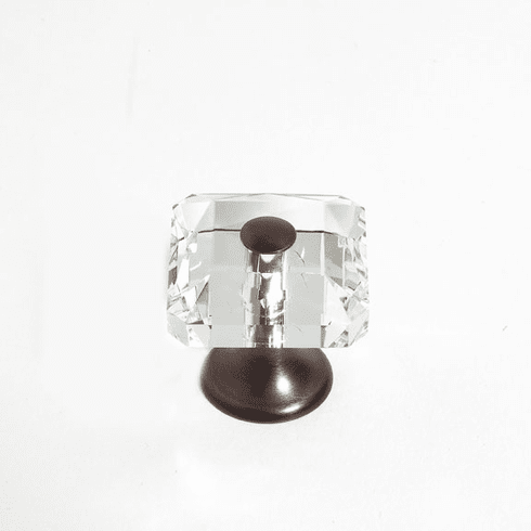 JVJ 38312 Pure Elegance Collection Old World Bronze Finish 28 mm (1-1/8") Square 31% Leaded Crystal Knob With Cap, Leaded Crystal and Solid Brass