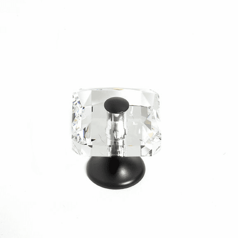 JVJ 38320 Pure Elegance Collection Oil Rubbed Bronze Finish 28 mm (1-1/8") Square 31% Leaded Crystal Knob With Cap, Leaded Crystal and Solid Brass