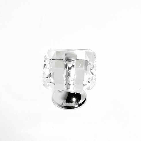 JVJ 38326 Pure Elegance Collection Polished Chrome Finish 28 mm (1-1/8") Square 31% Leaded Crystal Knob With Cap, Leaded Crystal and Solid Brass