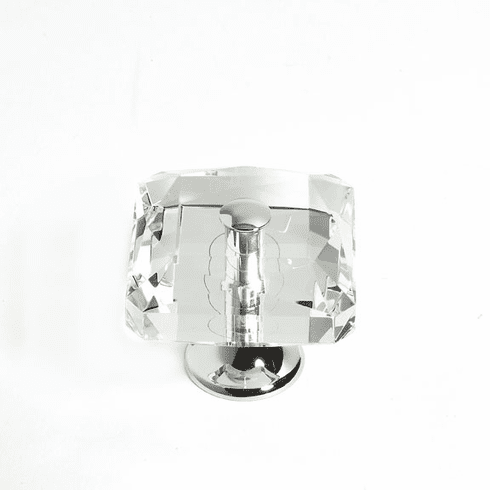JVJ 38626 Pure Elegance Collection Polished Chrome Finish 35 mm (1-3/8") Square 31% Leaded Crystal Knob With Cap, Leaded Crystal and Solid Brass