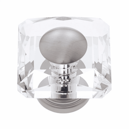 JVJ 38746-D 50 mm Square Crystal Knob Satin Nickel