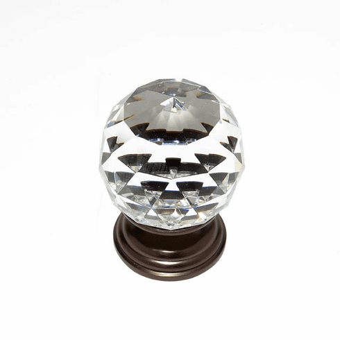 JVJ 38812 Pure Elegance Collection Old World Bronze Finish 50 mm (2") Round Faceted 31% Leaded Crystal Knob, Leaded Crystal and Solid Brass