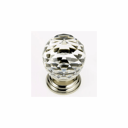 JVJ 38814 Pure Elegance Collection Polished Nickel Finish 50 mm (2") Round Faceted 31% Leaded Crystal Knob, Leaded Crystal and Solid Brass