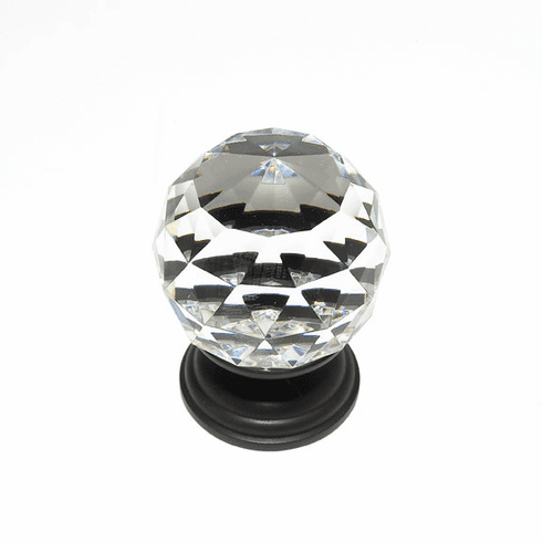 JVJ 38820 Pure Elegance Collection Oil Rubbed Bronze Finish 50 mm (2") Round Faceted 31% Leaded Crystal Knob, Leaded Crystal and Solid Brass