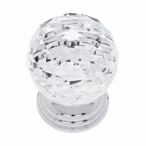 JVJ 38826-D 50 mm Round Crystal Knob Polished Chrome