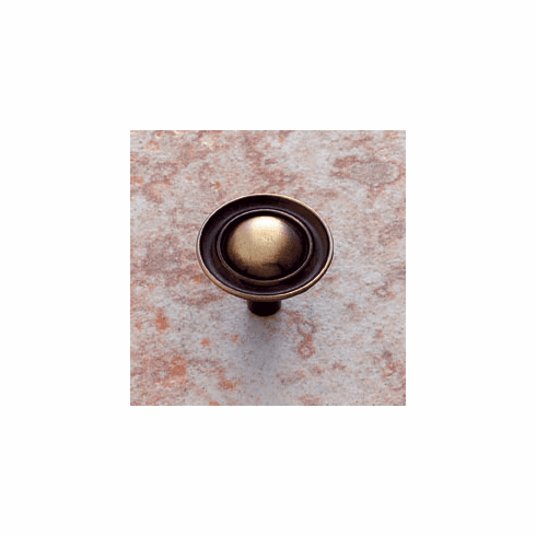 JVJ 41305 Vintage Collection Antique Brass Finish 1  Ridged Dome Knob, Composition Zamac