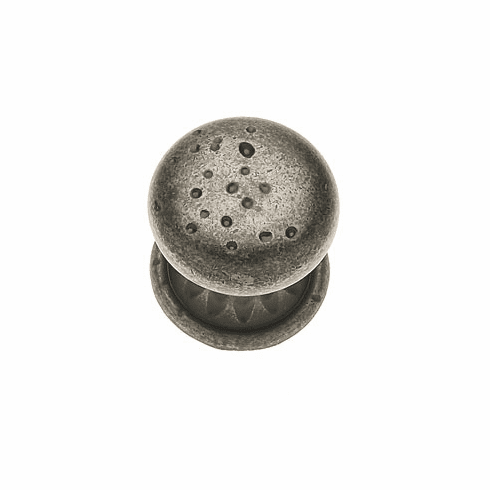 JVJ 42708 Pompeii Collection Distressed Iron Finish 1-3/8” Pitted Mushroom Knob with Round and Square Back Plates