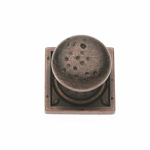 JVJ 42709 Pompeii Collection Distressed Copper Finish 1-3/8” Pitted Mushroom Knob with Round and Square Back Plates