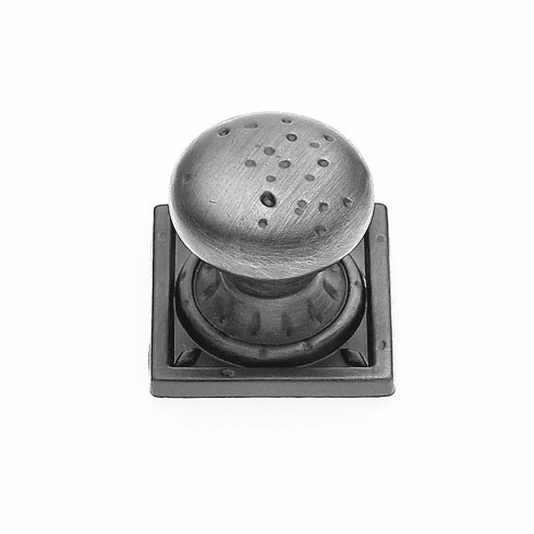 JVJ 42746 Pompeii Collection Satin Nickel Finish 1-3/8” Pitted Mushroom Knob with Round and Square Back Plates