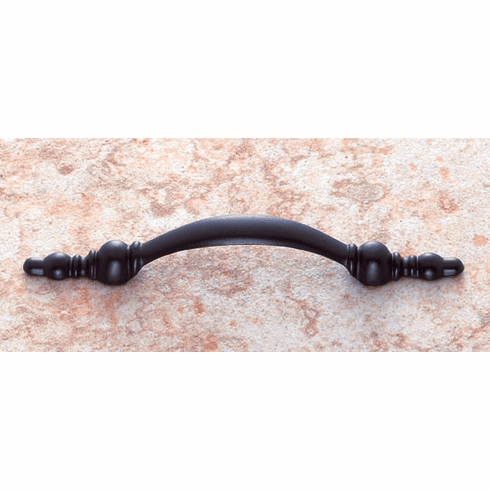 JVJ 43014 Vintage Collection Matte Black Finish 3” c/c (5-1/16" OA) Bowed Bead Footed Pull