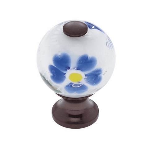 JVJ 44012-D 30 mm White Knob w/Flowers Old World Bronze