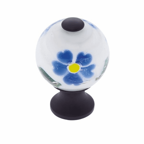 JVJ 44020-D 30 mm White Knob w/Flowers Oil Rubbed Bronze