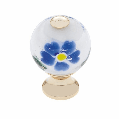 JVJ 44024-D 30 mm White Knob w/Flowers 24k Gold