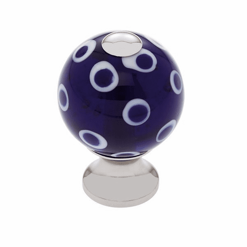 JVJ 44114-D 30 mm Blue Knob w/Polka Dots Polished Nickel