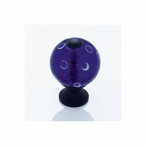 JVJ 44120 Murano Collection Oil Rubbed Bronze Finish 30 mm Blue Polka Dots Round Glass Knob, Glass and Solid Brass