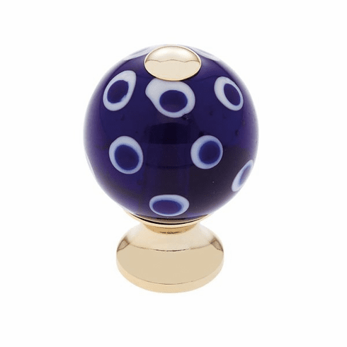 JVJ 44124-D 30 mm Blue Knob w/Polka Dots 24k Gold