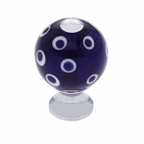 JVJ 44126-D 30 mm Blue Knob w/Polka Dots Polished Chrome
